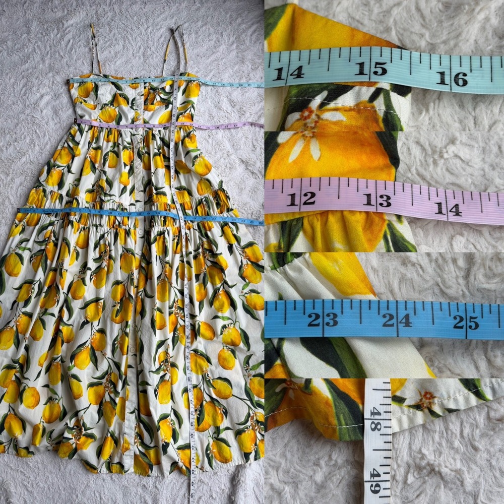 J.Crew Lemon Print Limoncello Dress Regenerative Cotton Button Midi CA663 0 - Picture 3 of 12